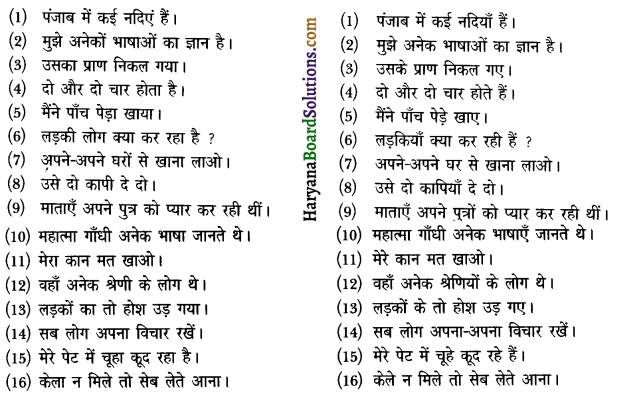 HBSE 12th Class Hindi Vyakaran वाक्य-शोधन 10