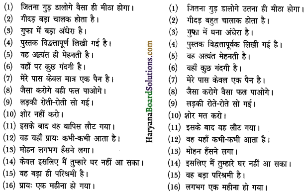 HBSE 12th Class Hindi Vyakaran वाक्य-शोधन 14