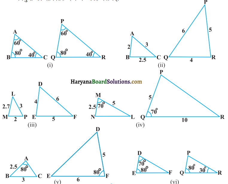HBSE 10th Class Maths Solutions Chapter 6 त्रिभुज Ex 6.3 1