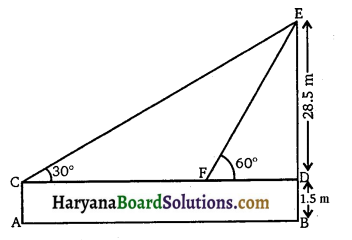 HBSE 10th Class Maths Solutions Chapter 9 त्रिकोणमिति के कुछ अनुप्रयोग Ex 9.1 10
