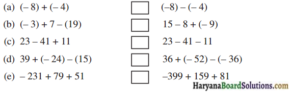 HBSE 7th Class Maths Solutions Chapter 1 पूर्णांक Ex 1.1 - 6