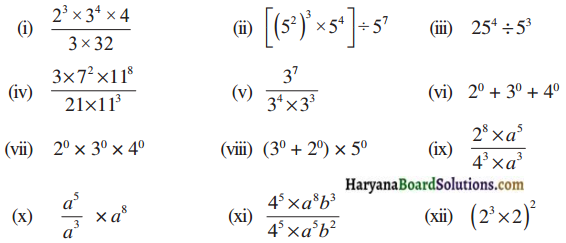 HBSE 7th Class Maths Solutions Chapter 13 घातांक और घात Ex 13.2 1