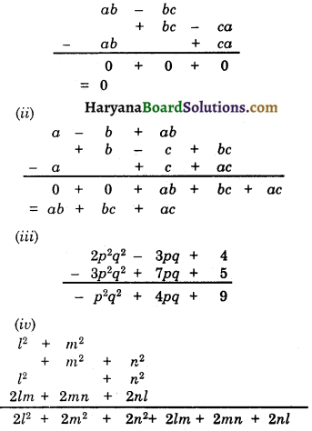 HBSE 8th Class Maths Solutions Chapter 9 बीजीय व्यंजक एवं सर्वसमिकाएँ Ex 9.1 -1