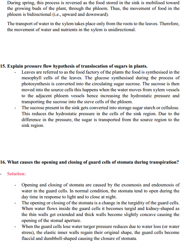 HBSE 11th Class Biology Solutions Chapter 11 Transport in Plants 11