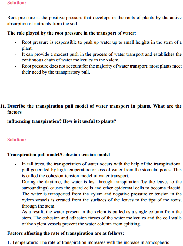 HBSE 11th Class Biology Solutions Chapter 11 Transport in Plants 8