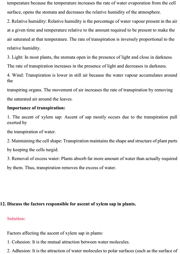 HBSE 11th Class Biology Solutions Chapter 11 Transport in Plants 9