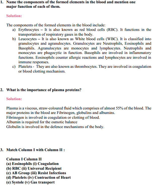 HBSE 11th Class Biology Solutions Chapter 18 Body Fluids and Circulation 1