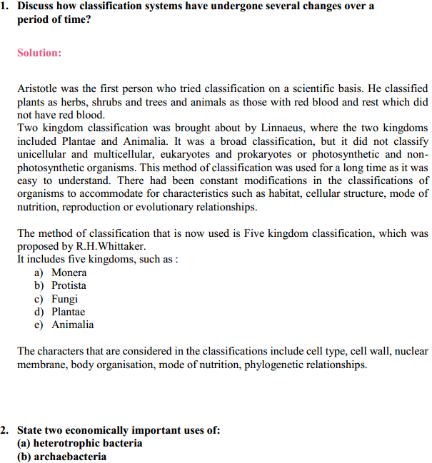 HBSE 11th Class Biology Solutions Chapter 2 Biological Classification 1