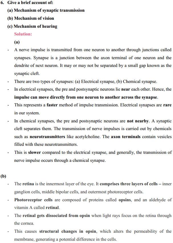 HBSE 11th Class Biology Solutions Chapter 21 Neural control and co-ordination 24