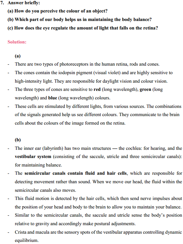 HBSE 11th Class Biology Solutions Chapter 21 Neural control and co-ordination 26
