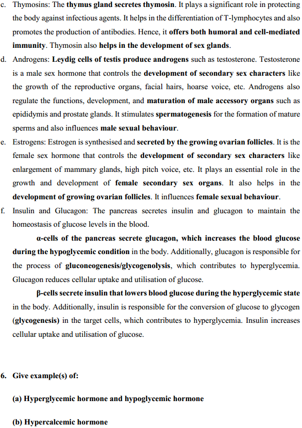 HBSE 11th Class Biology Solutions Chapter 22 Chemical Coordination and Integration 7