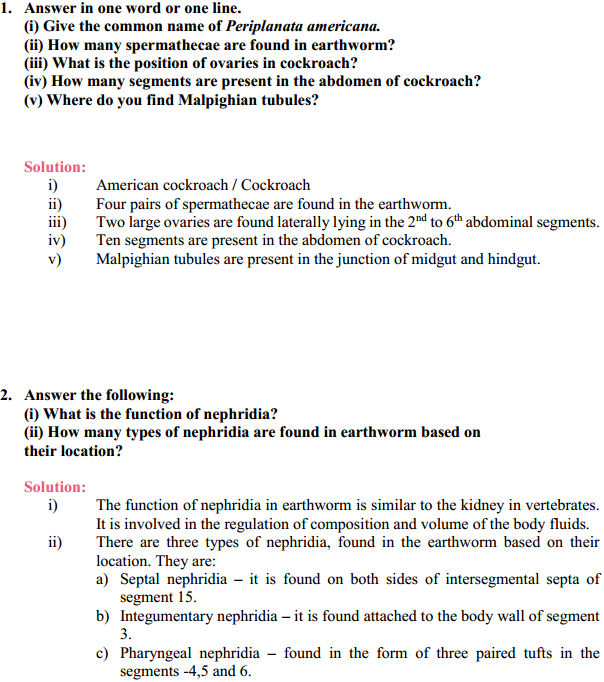 HBSE 11th Class Biology Solutions Chapter 7 Structural Organization in  Animals – Haryana Board Solutions