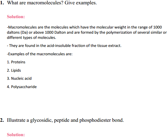 HBSE 11th Class Biology Solutions Chapter 9 Bio-molecules 1