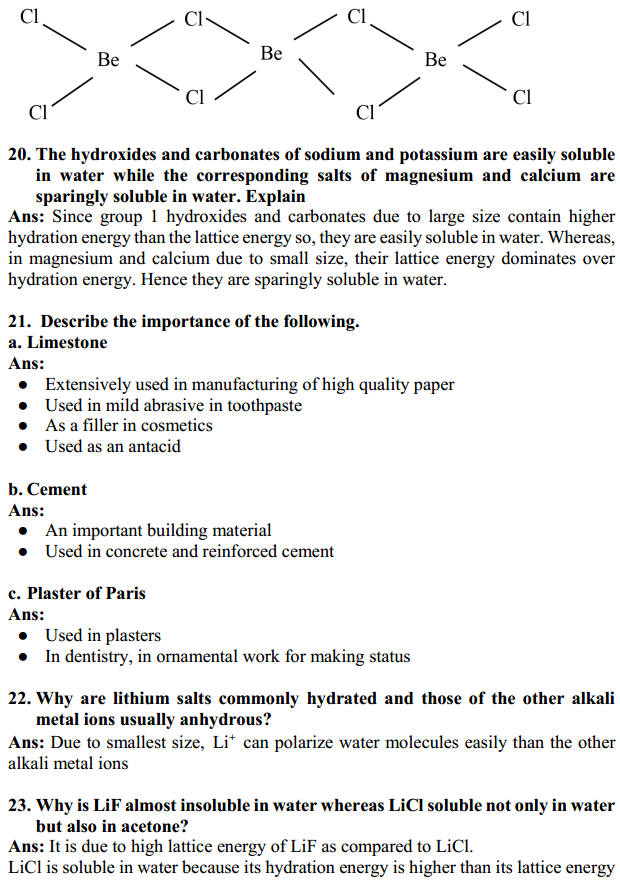 HBSE 11th Class Chemistry Solutions Chapter 10 The s-Block Elements 6