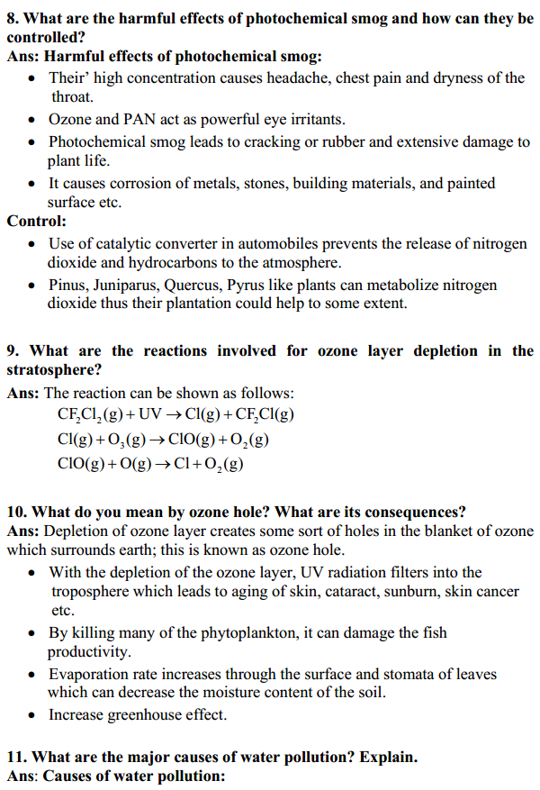 HBSE 11th Class Chemistry Solutions Chapter 14 Environmental Chemistry 3