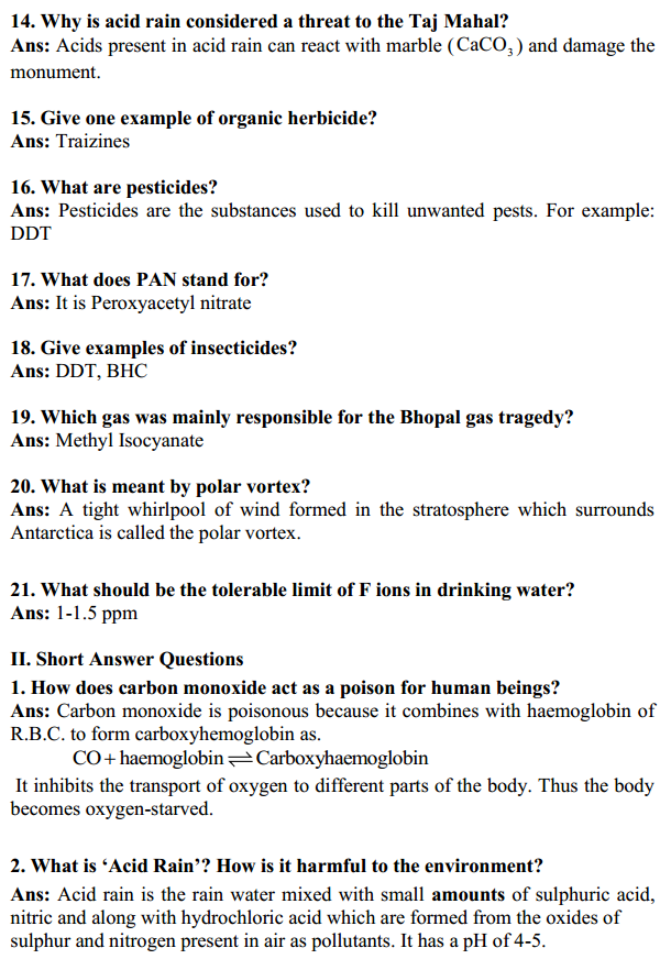 HBSE 11th Class Chemistry Solutions Chapter 14 Environmental Chemistry 8