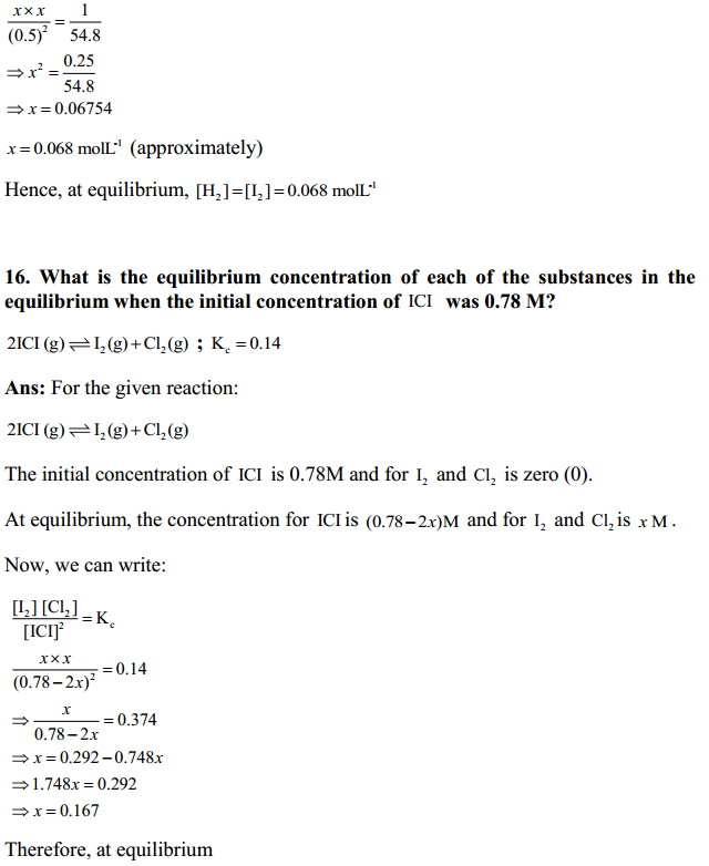HBSE 11th Class Chemistry Solutions Chapter 7 Equilibrium 12