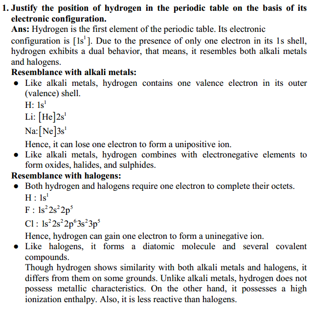 HBSE 11th Class Chemistry Solutions Chapter 9 Hydrogen 1