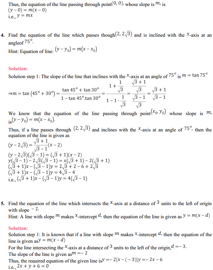 HBSE 11th Class Maths Solutions Chapter 10 Straight Lines Ex 10.2 2