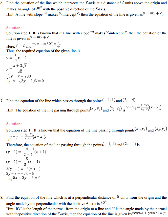 HBSE 11th Class Maths Solutions Chapter 10 Straight Lines Ex 10.2 3