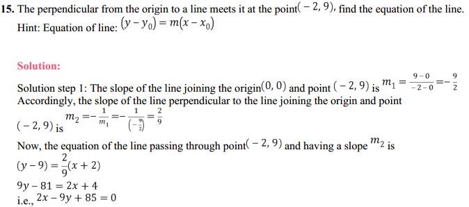HBSE 11th Class Maths Solutions Chapter 10 Straight Lines Ex 10.2 9
