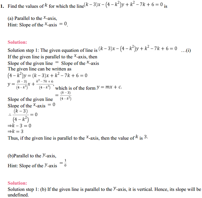 HBSE 11th Class Maths Solutions Chapter 10 Straight Lines Miscellaneous Exercise 1