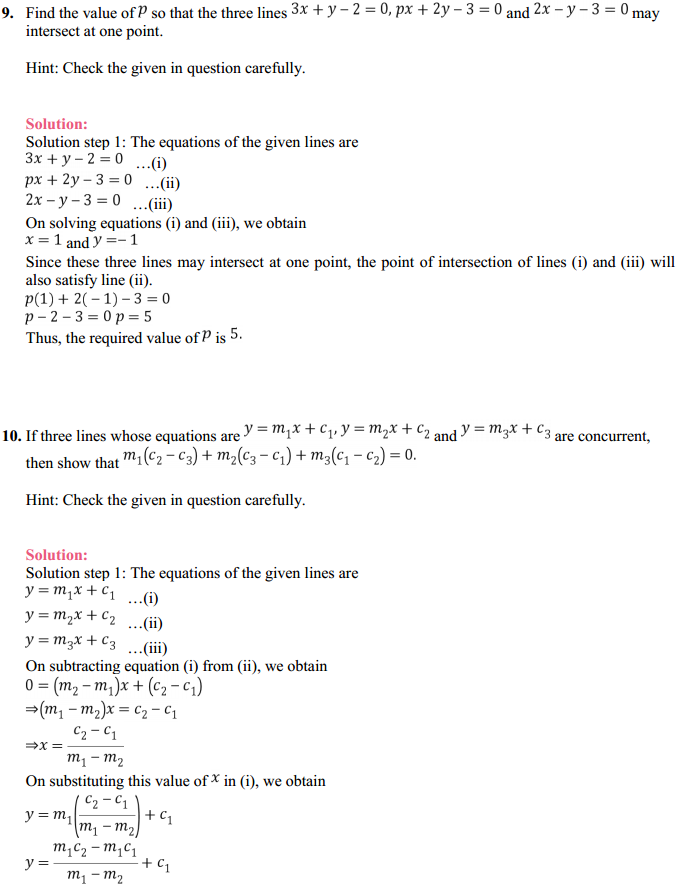 HBSE 11th Class Maths Solutions Chapter 10 Straight Lines Miscellaneous Exercise 12