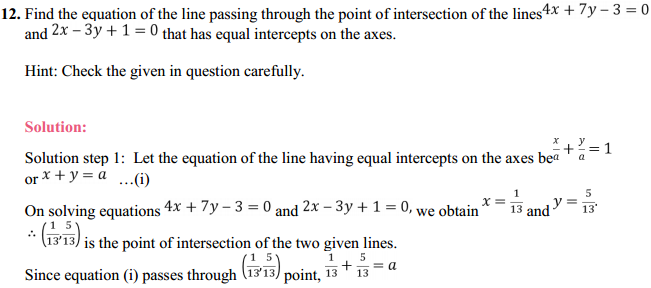 HBSE 11th Class Maths Solutions Chapter 10 Straight Lines Miscellaneous Exercise 15