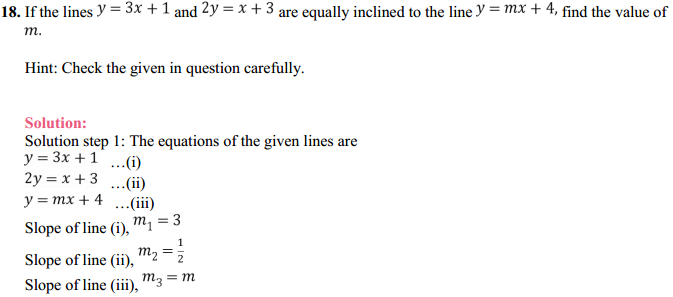 HBSE 11th Class Maths Solutions Chapter 10 Straight Lines Miscellaneous Exercise 23