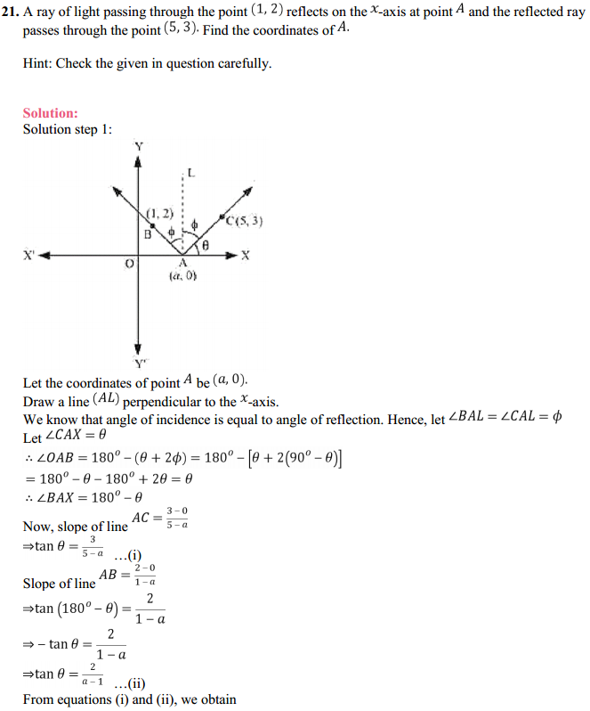 HBSE 11th Class Maths Solutions Chapter 10 Straight Lines Miscellaneous Exercise 29