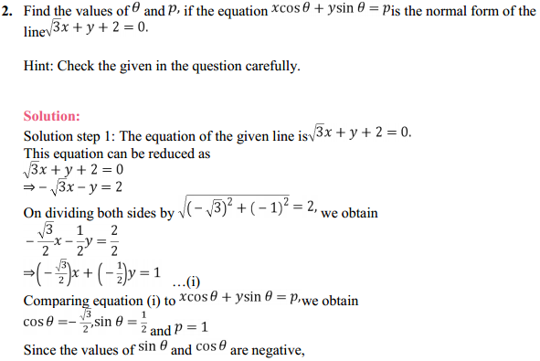 HBSE 11th Class Maths Solutions Chapter 10 Straight Lines Miscellaneous Exercise 3