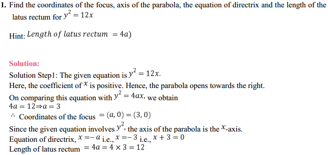 HBSE 11th Class Maths Solutions Chapter 11 Conic Sections Ex 11.2 1