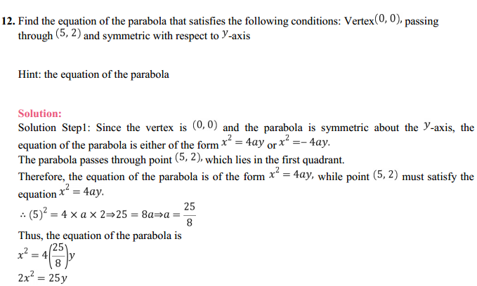 HBSE 11th Class Maths Solutions Chapter 11 Conic Sections Ex 11.2 10