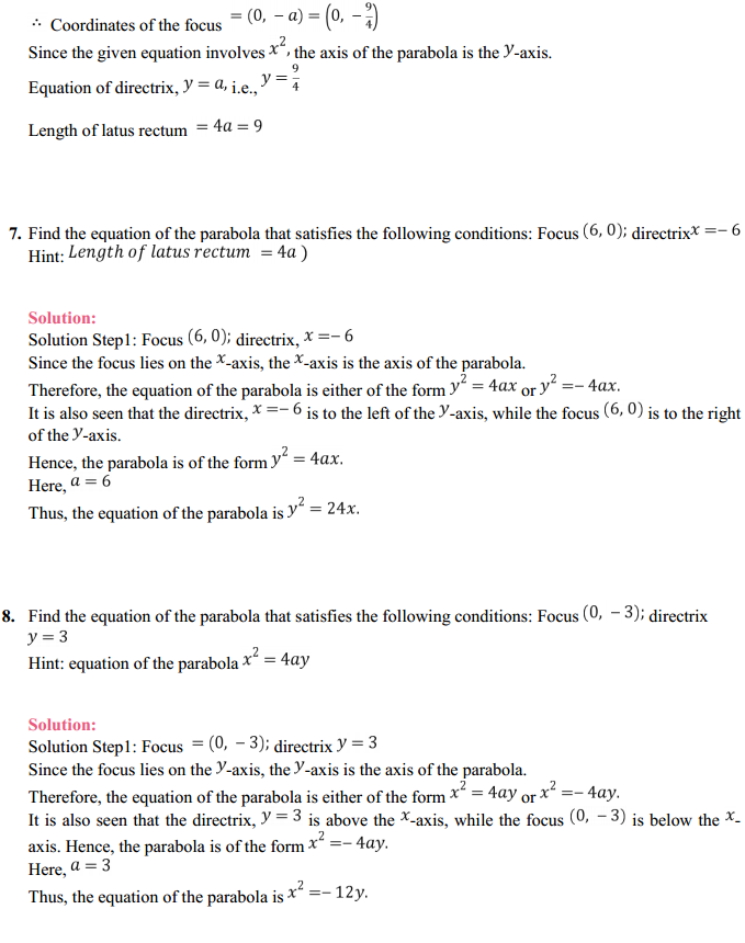 HBSE 11th Class Maths Solutions Chapter 11 Conic Sections Ex 11.2 6