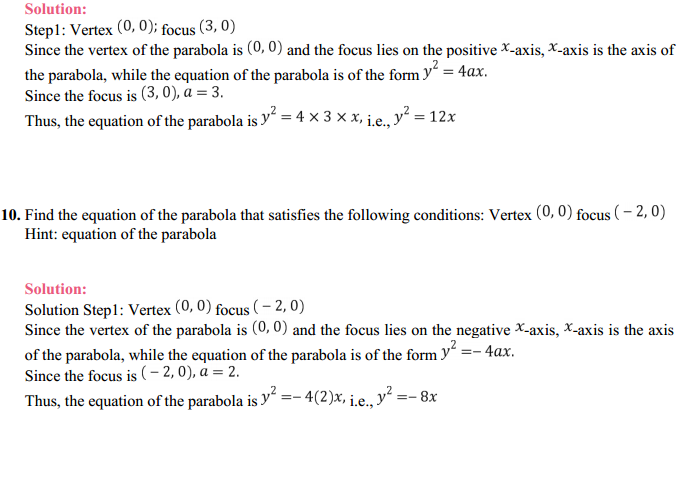 HBSE 11th Class Maths Solutions Chapter 11 Conic Sections Ex 11.2 8