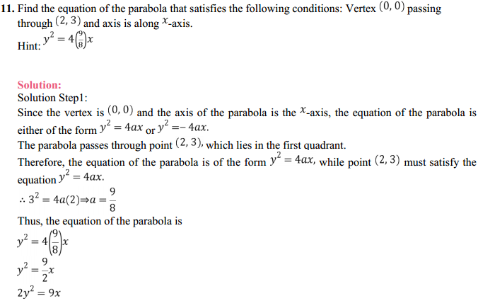 HBSE 11th Class Maths Solutions Chapter 11 Conic Sections Ex 11.2 9