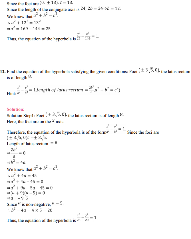 HBSE 11th Class Maths Solutions Chapter 11 Conic Sections Ex 11.4 12