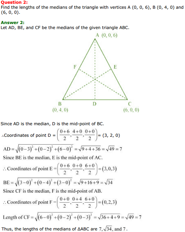 HBSE 11th Class Maths Solutions Chapter 12 Introduction to three Dimensional Geometry Miscellaneous Exercise 2