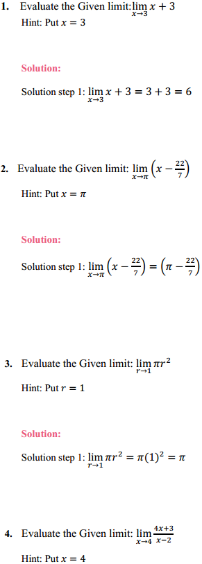 HBSE 11th Class Maths Solutions Chapter 13 Limits and Derivatives Ex 13.1 1