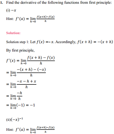 HBSE 11th Class Maths Solutions Chapter 13 Limits and Derivatives Miscellaneous Exercise 1