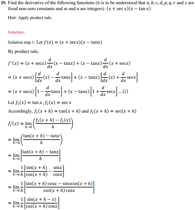 HBSE 11th Class Maths Solutions Chapter 13 Limits and Derivatives Miscellaneous Exercise 37