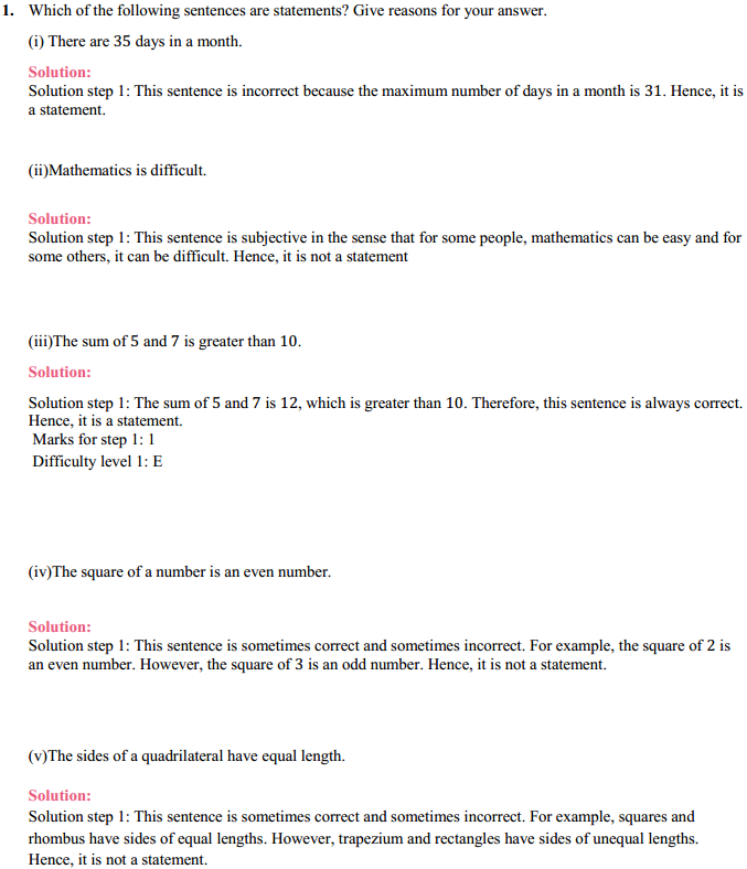 HBSE 11th Class Maths Solutions Chapter 14 Mathematical Reasoning Ex 14.1 1