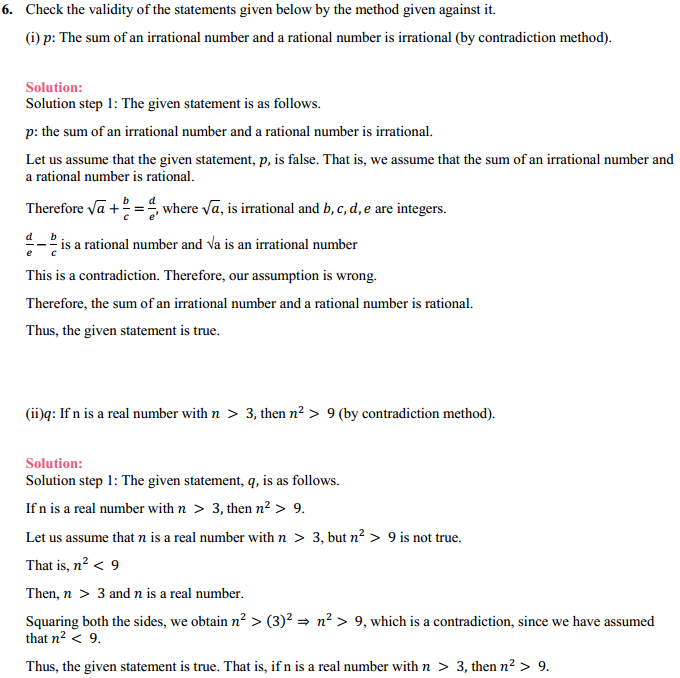 HBSE 11th Class Maths Solutions Chapter 14 Mathematical Reasoning Miscellaneous Exercise 7