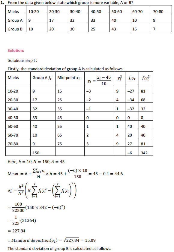 HBSE 11th Class Maths Solutions Chapter 15 Statistics Ex 15.3 1