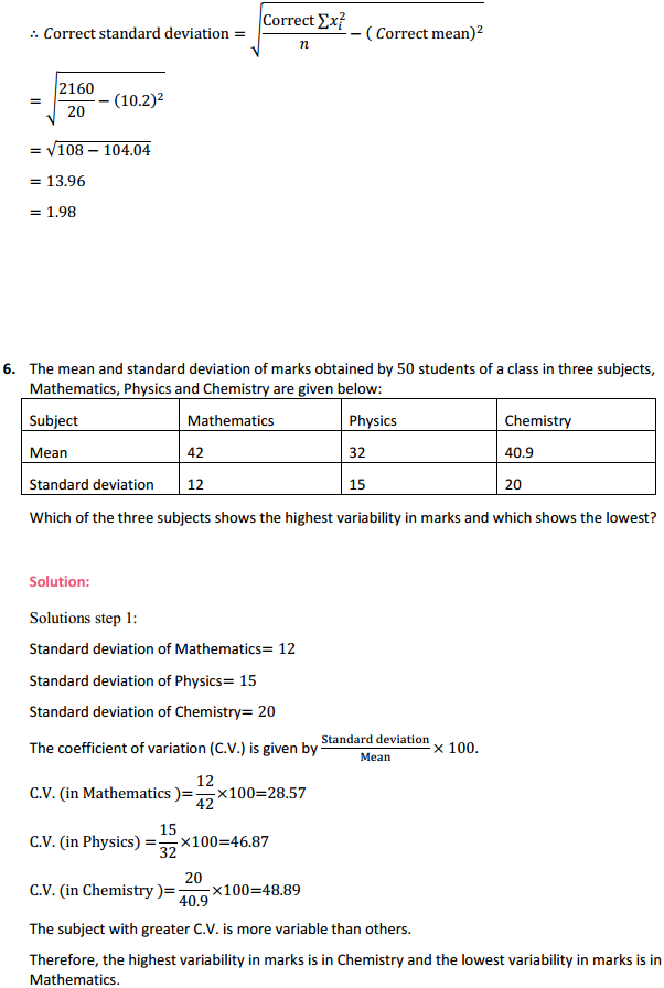 HBSE 11th Class Maths Solutions Chapter 15 Statistics Miscellaneous Exercise 10