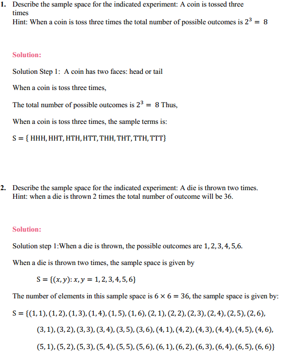 HBSE 11th Class Maths Solutions Chapter 16 Probability Ex 16.1 1