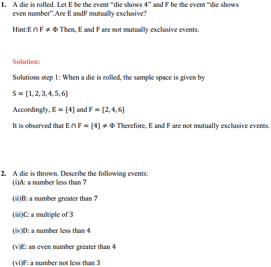 HBSE 11th Class Maths Solutions Chapter 16 Probability Ex 16.2 1