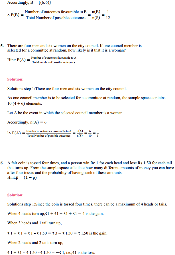 HBSE 11th Class Maths Solutions Chapter 16 Probability Ex 16.3 10