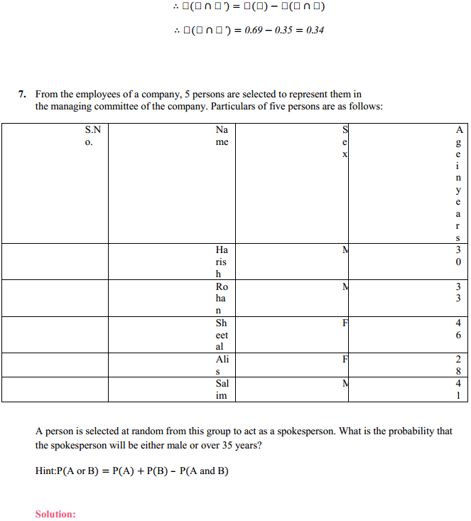 HBSE 11th Class Maths Solutions Chapter 16 Probability Miscellaneous Exercise 10