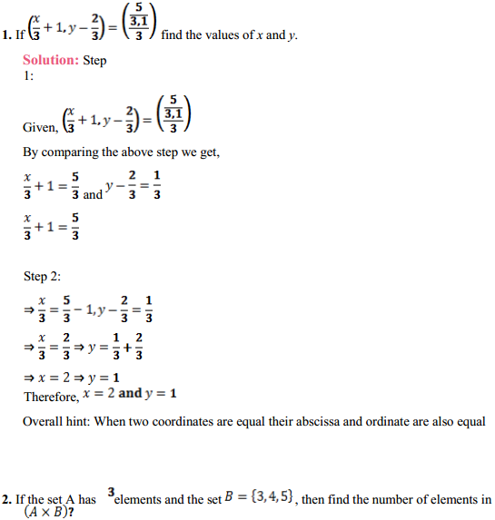 HBSE 11th Class Maths Solutions Chapter 2 Relations and Functions Ex 2.1 1